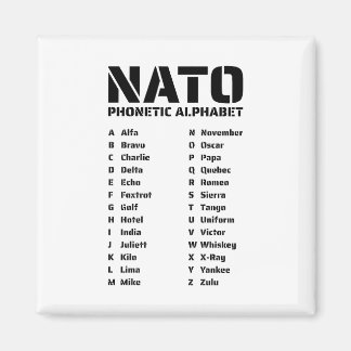 NATO Phonetic Alphabet Alfa Zulu Reference Chart Magnet