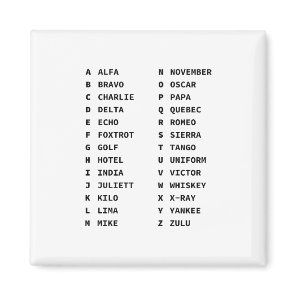 NATO Phonetic Alphabet Alfa-Zulu Two-Column Chart Magnet