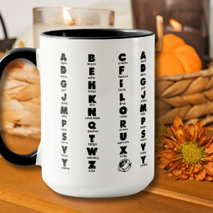 NATO Phonetic Alphabet, Black Letters Mug