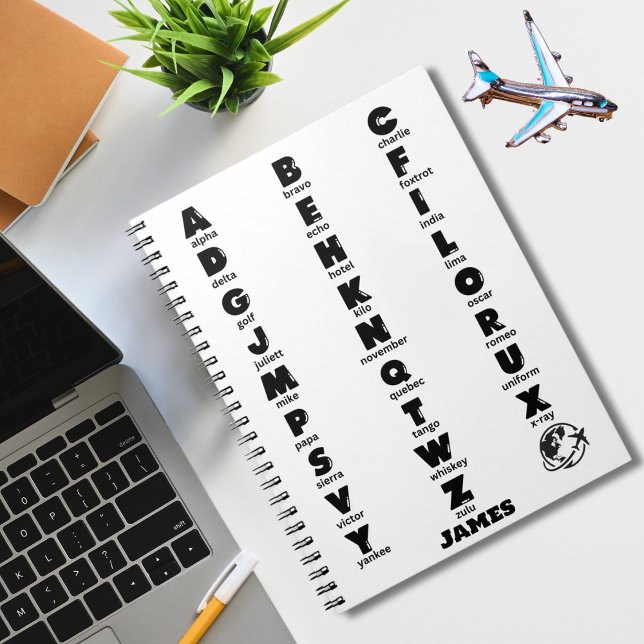 NATO Phonetic Alphabet, Black Letters,Personalized Notebook (Creator Uploaded)