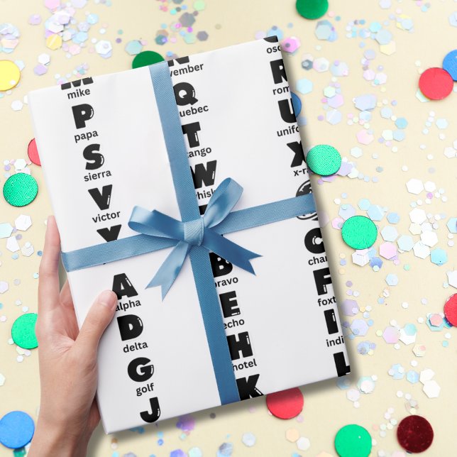 NATO Phonetic Alphabet, Black Letters Wrapping Paper (Creator Uploaded)