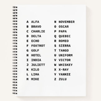 NATO Phonetic Alphabet Chart  Notebook
