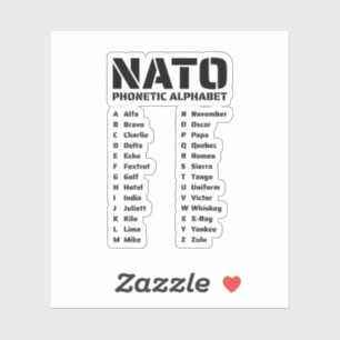 NATO Phonetic Alphabet Chart Sticker