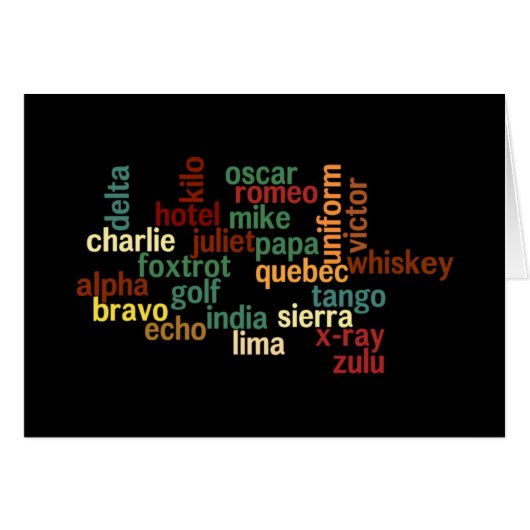 NATO Phonetic Alphabet (Dark Background) Cards (Front Horizontal)