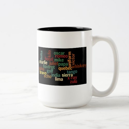 NATO Phonetic Alphabet Dark Background Two_Tone Coffee Mug