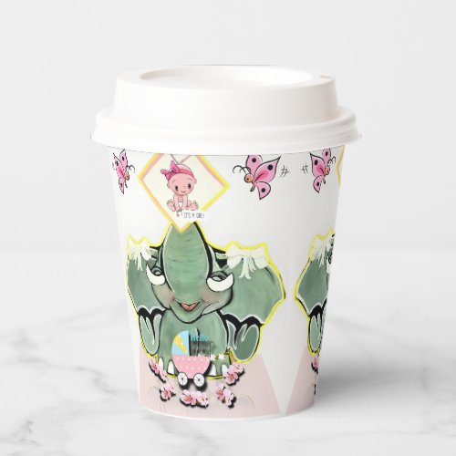 Natosha The Elephant Speller Its A Girl Paper Cups