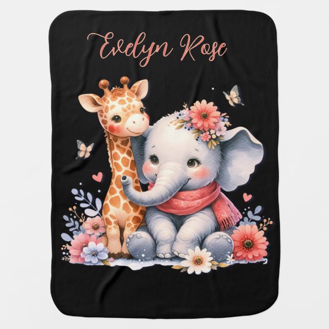Natosha, the Elephant Speller Pink Baby Blanket (Front)