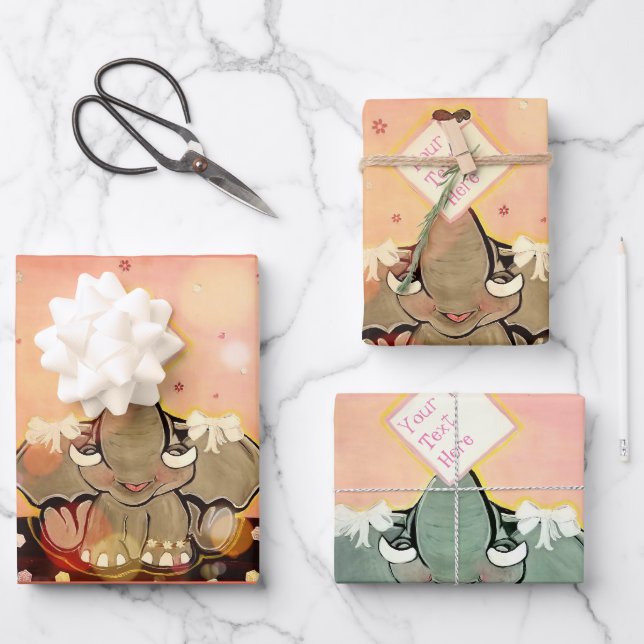 Natosha, The Elephant Speller Wrapping Paper Sheets (Front)