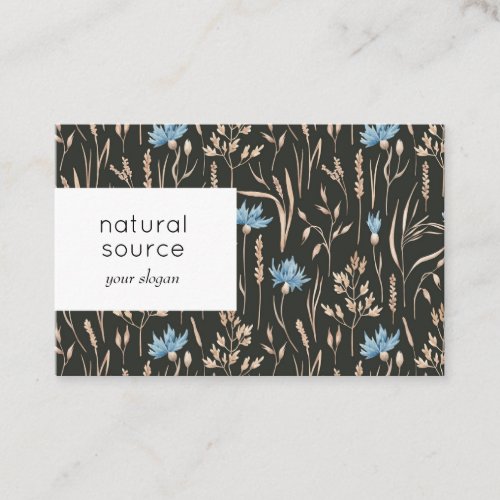 Natrual Organics Blue Floral Retail Shop Owner Business Card
