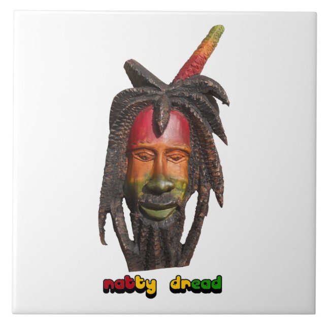 Natty Dread Rastaman With Dreadlocks Ceramic Tile (Front)