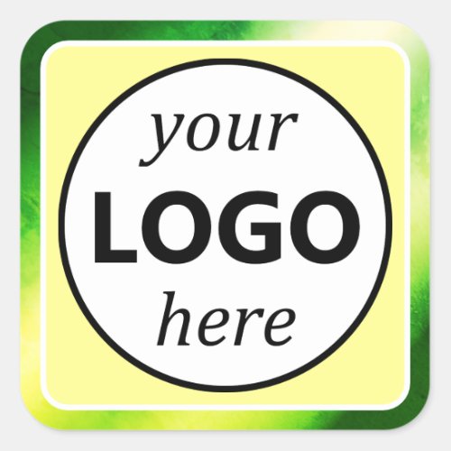 Natur Green Yellow Watercolor Your Logo Here Square Sticker