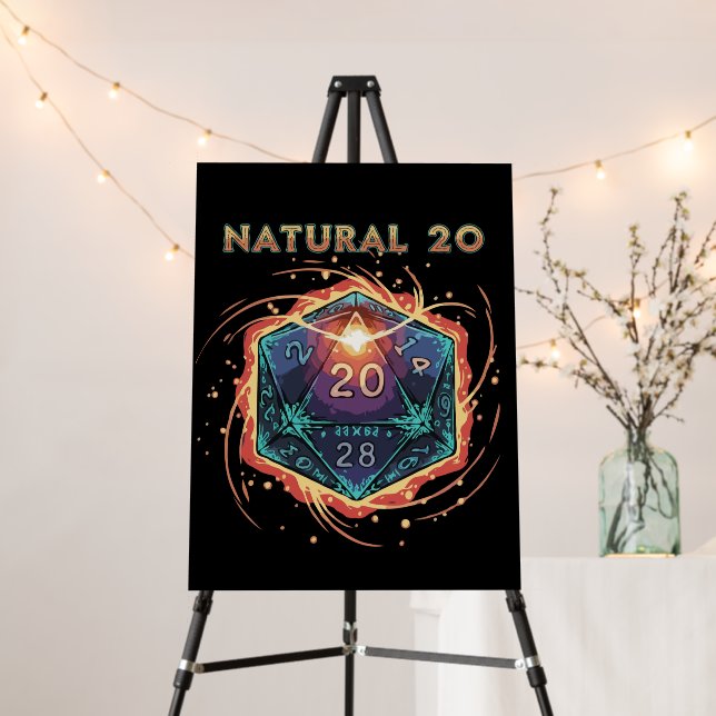 Natural 20 Flaming D20 Dice | Epic D&D Critical   Foam Board (In Situ (Stand))