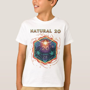 Natural 20 Flaming D20 Dice Epic D&D Critical T-Shirt