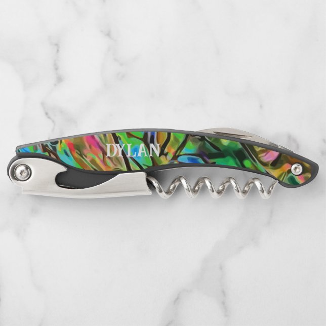 Natural Abalone Shell Paua Personalized   Waiter's Corkscrew (Front)