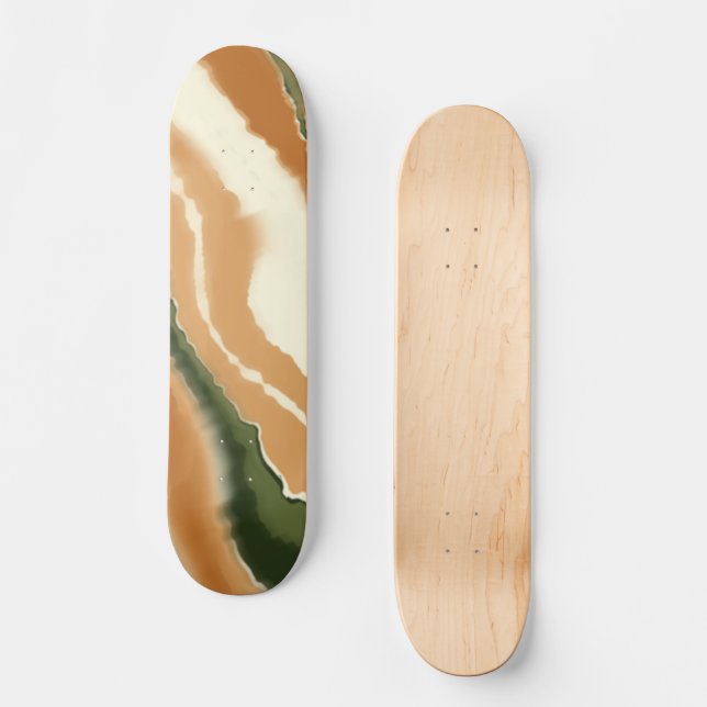 Natural Abstract Geode Watercolor Skateboard (Front)