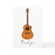 Natural Acoustic Guitar Folded Thank You Card