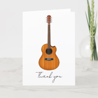 Natural Acoustic Guitar Folded Thank You Card