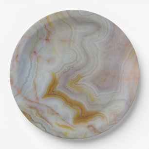 Natural Agate Stone, Authentic Colors and Design Paper Plates