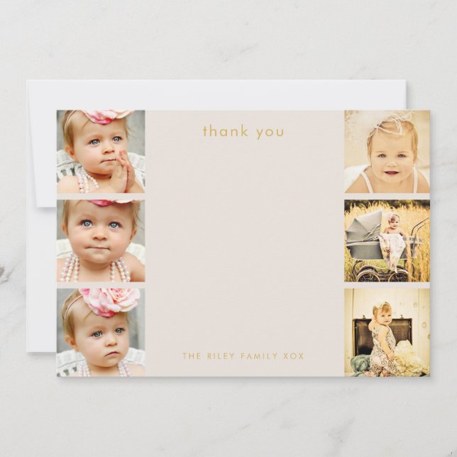 Natural Baby Thank You 6 Photo Frame Flat Cards (Front)
