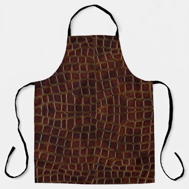 Natural background of lacquered brown crocodile le apron (Front)
