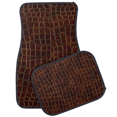 Natural background of lacquered brown crocodile le car floor mat