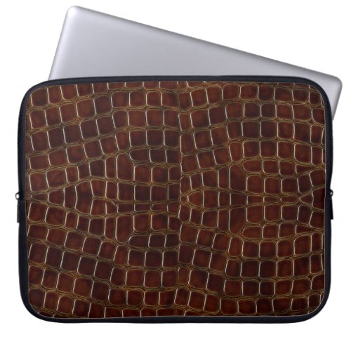 Natural background of lacquered brown crocodile le laptop sleeve