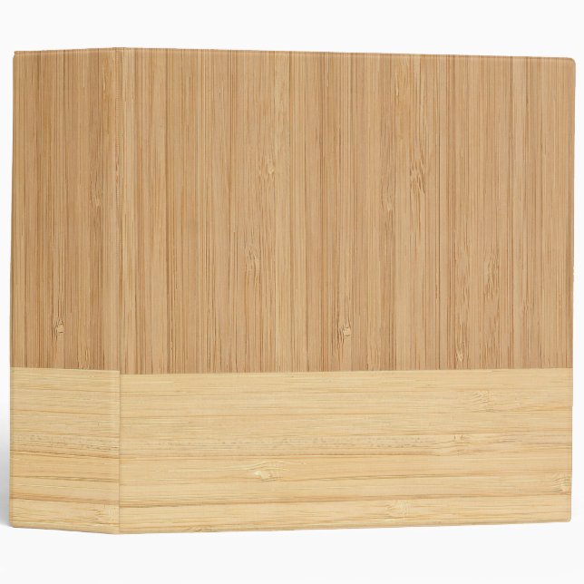 Natural Bamboo Border Wood Grain Look 3 Ring Binder (Front/Spine)