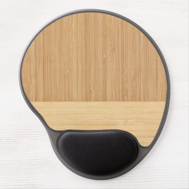 Natural Bamboo Border Wood Grain Look Gel Mouse Pad (Front)