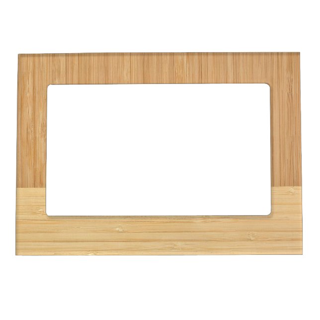Natural Bamboo Border Wood Grain Look Magnetic Photo Frame (Front)