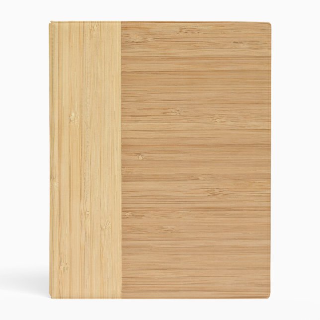 Natural Bamboo Border Wood Grain Look Mini Binder (Front)