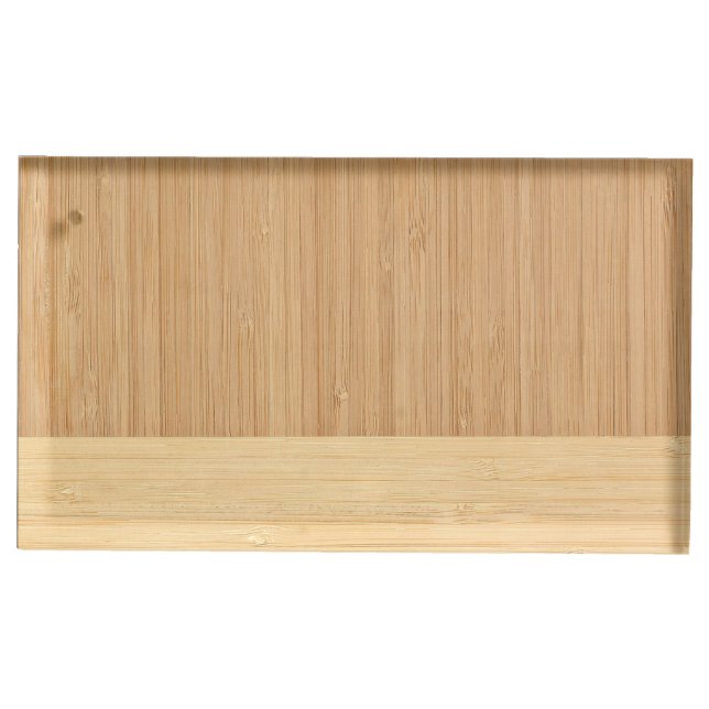 Natural Bamboo Border Wood Grain Look Place Card Holder (Front)