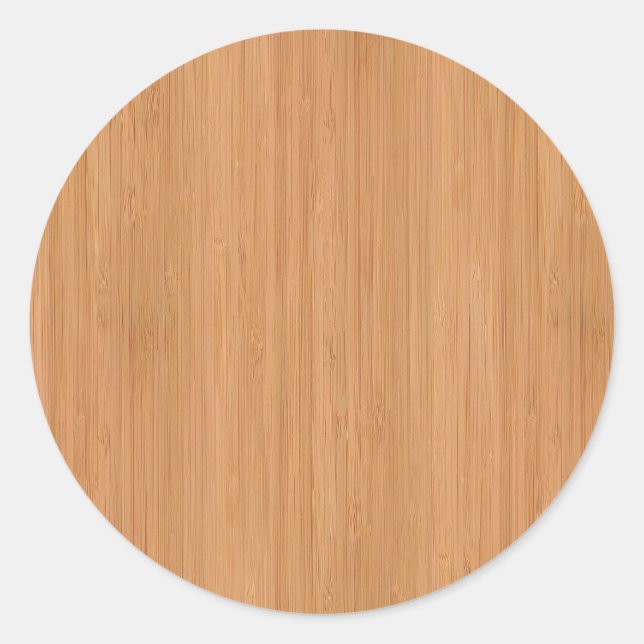 Natural Bamboo Wood Grain Look Classic Round Sticker (Front)