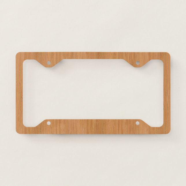 Natural Bamboo Wood Grain Look License Plate Frame (Front)