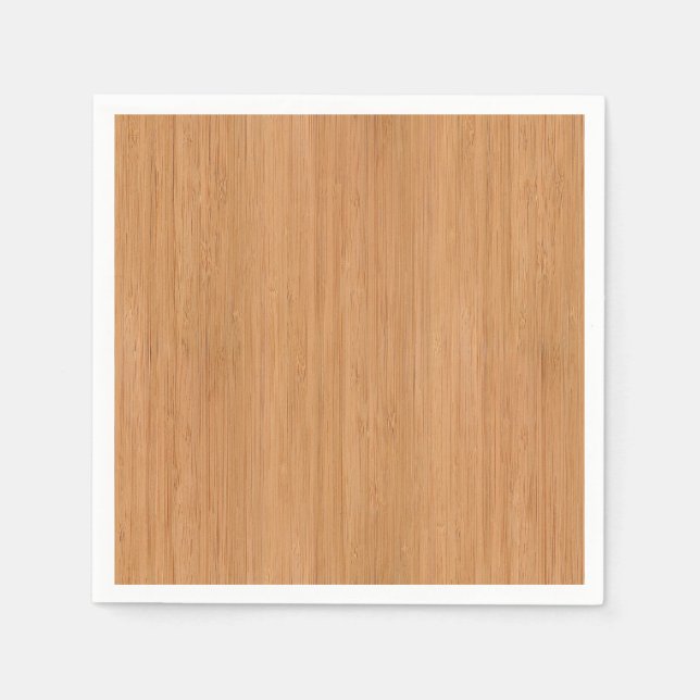 Natural Bamboo Wood Grain Look Paper Napkins (Front)