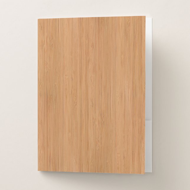 Natural Bamboo Wood Grain Look Pocket Folder (Front)