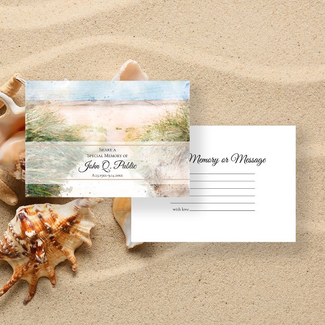 Natural Beach Share a Memory Funeral Memorial Note Card (Creator Uploaded)