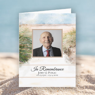 Natural Beach Watercolor Funeral Memorial Sympathy Letterpress Thank You Card