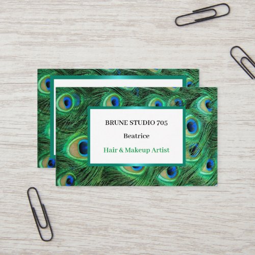 Natural  Beautiful Shiny Peacocks tail feathers Business Card