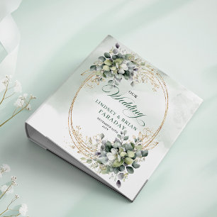 Natural Beauty Dusty Green Botanical Wedding Album 3 Ring Binder