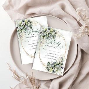 Natural Beauty Dusty Green Eucalyptus Wedding RSVP Card