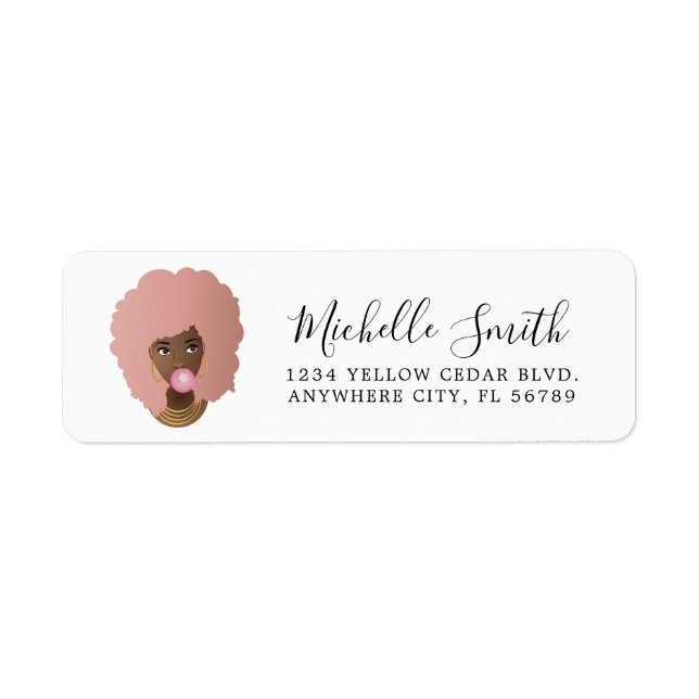 Natural Beauty, Pink Afro, Bubble Gum Label (Front)