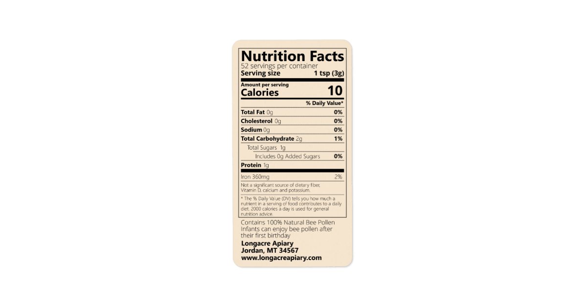 Natural Bee Pollen Nutrition Facts Gold