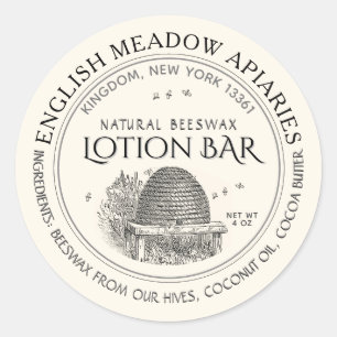 Natural Beeswax Custom Lotion Bar Label Ivory