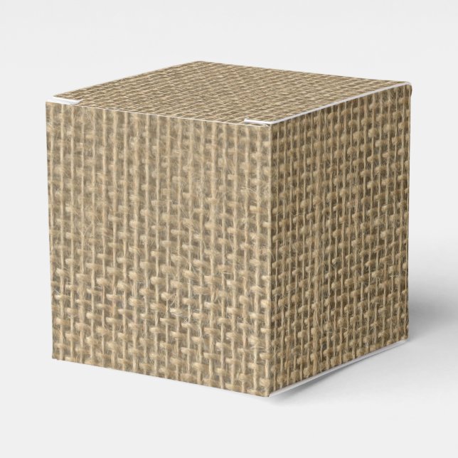 Natural Beige Burlap Favor Boxes (Front Side)