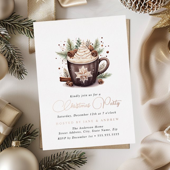 Natural Beige Hot Cocoa Christmas  Foil Invitation (Creator Uploaded)