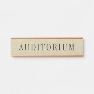 Natural Beige Linen Fabric With Gray Typography 3 Door Sign
