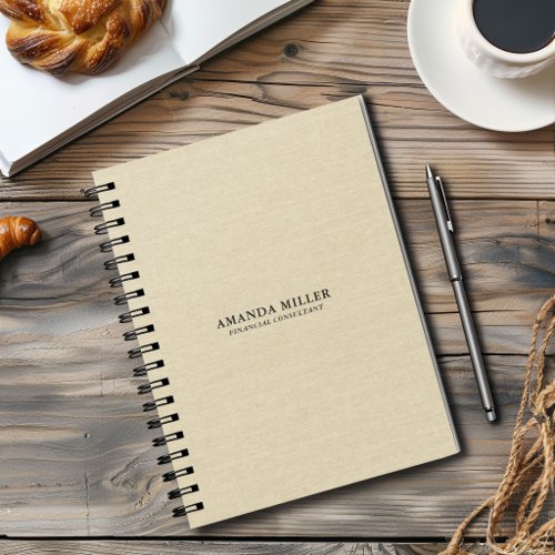 Natural Beige Linen Fabric With Gray Typography 3 Planner