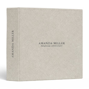 Natural Beige Linen Texture With Gray Typography 3 Ring Binder