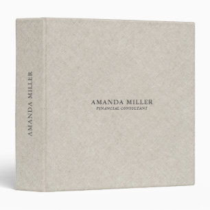 Natural Beige Linen Texture With Gray Typography 3 Ring Binder