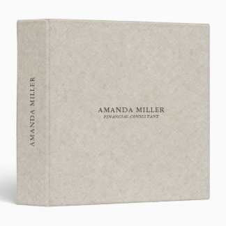 Natural Beige Linen Texture With Gray Typography 3 Ring Binder